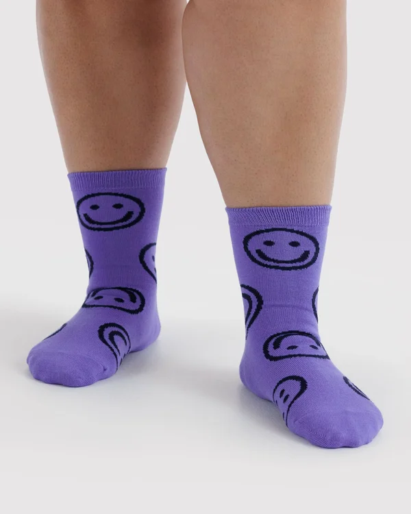 Crew Sock - Lavender Happy - Material: organic-cotton