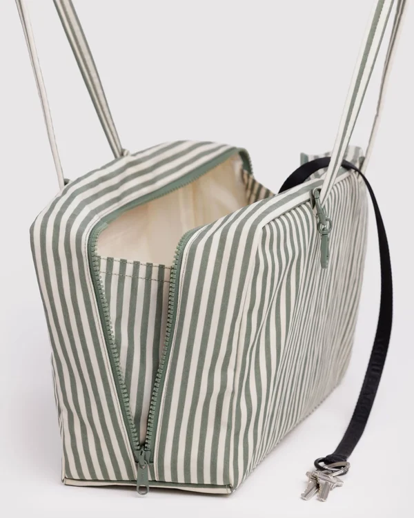 Medium Nylon Bowler Bag - Sage Stripe