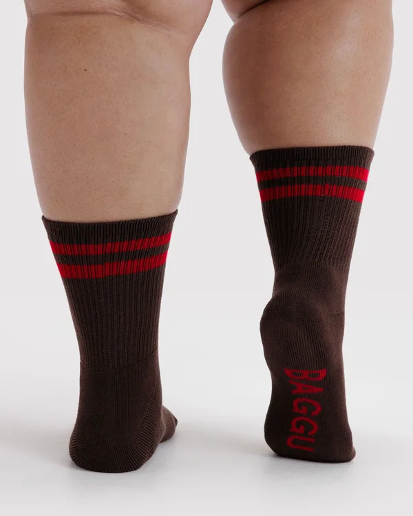 Ribbed Sock - Coffee Stripe - Material: organic-cotton