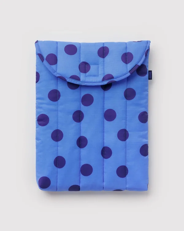 Puffy Laptop Sleeve 13"/14" - Blue Polka Dot - Material: ripstop-nylon