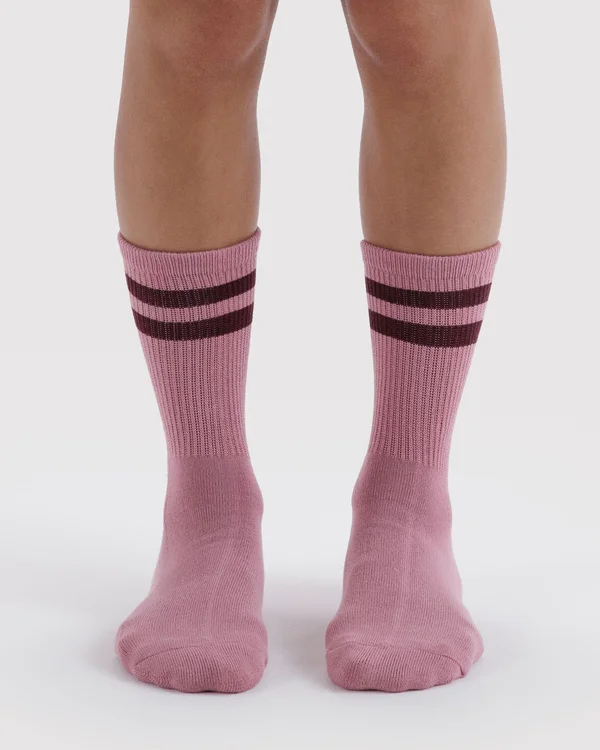 Ribbed Sock - Wild Plum Stripe - Material: organic-cotton
